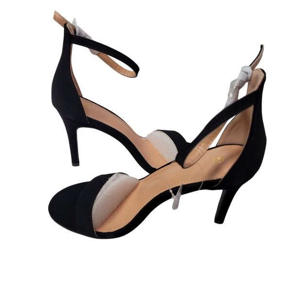 Women's Solid Color Black Suede Ankle Strap High Stiletto Heel Sandals Size 6 - Picture 11 of 13